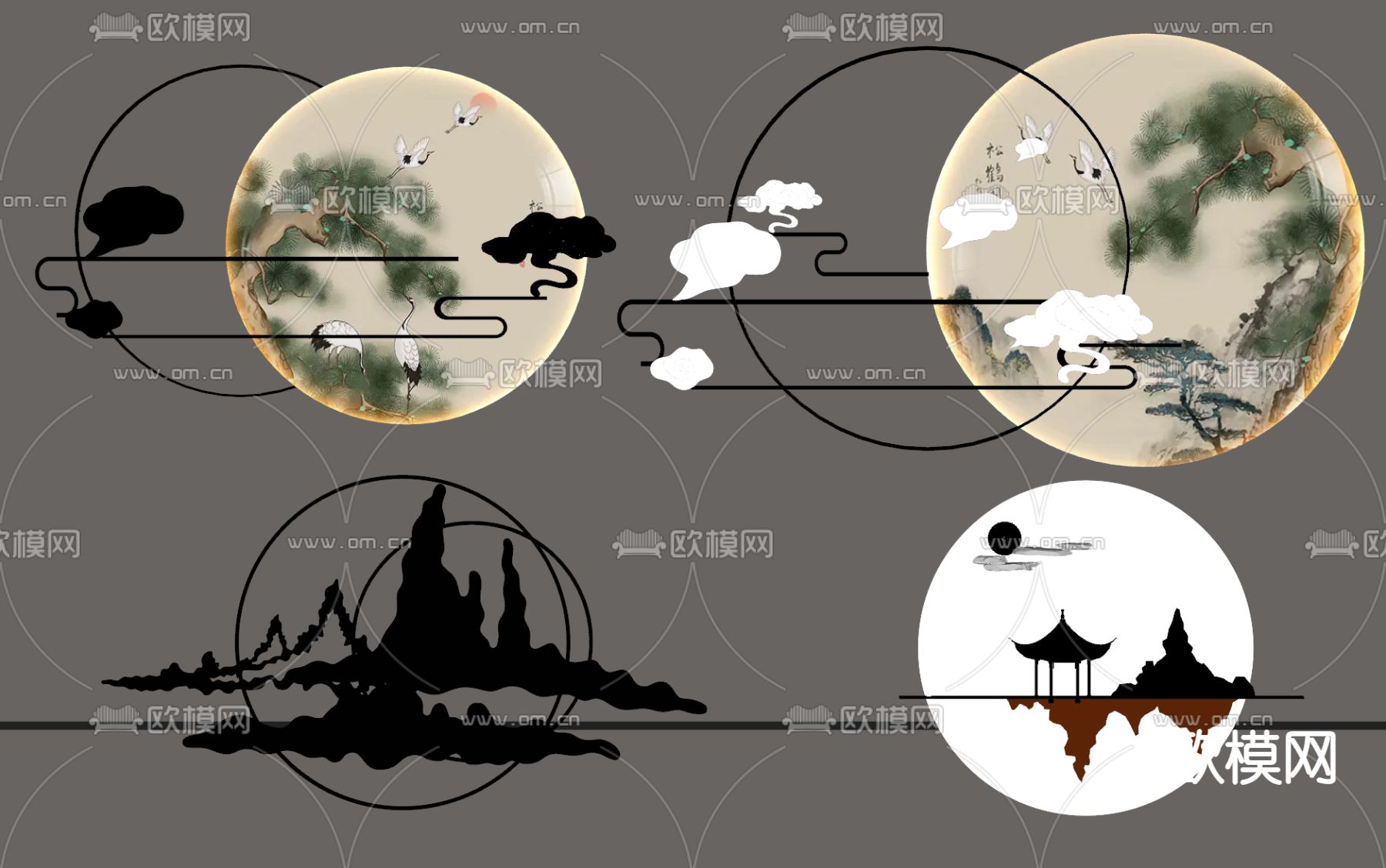 植物墙饰 山脉挂饰su模型下载（渲染图1）