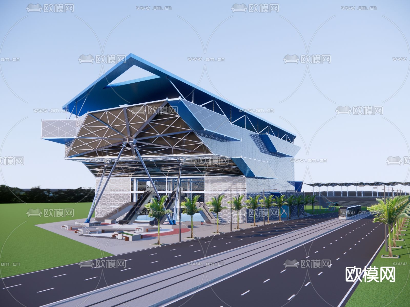 文教展览馆 科技馆外观su模型下载（渲染图4）