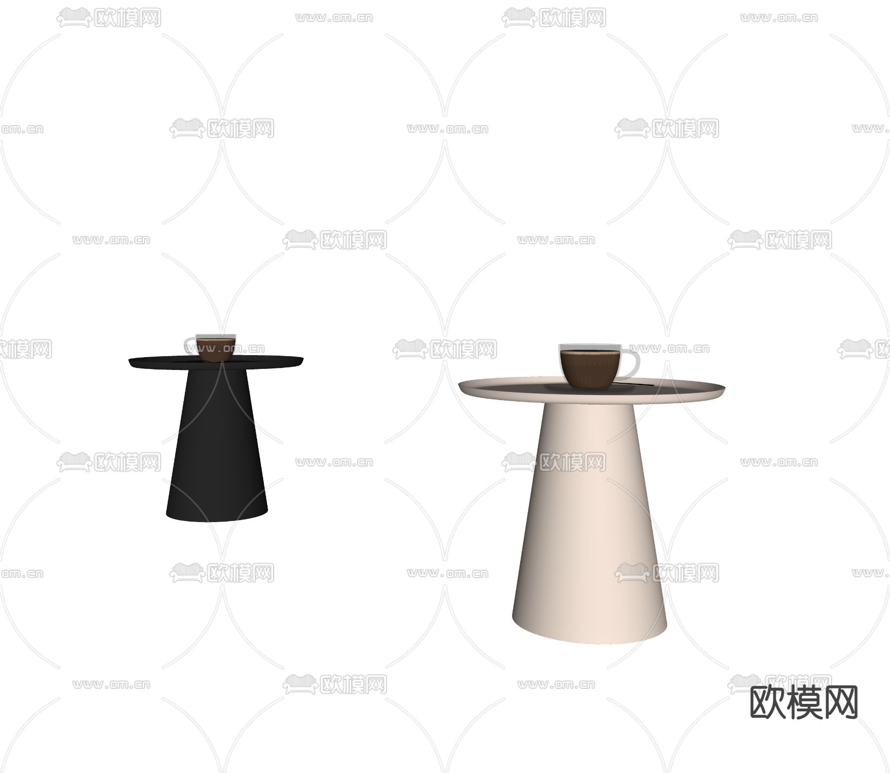 现代边几 角几su模型下载（渲染图1）