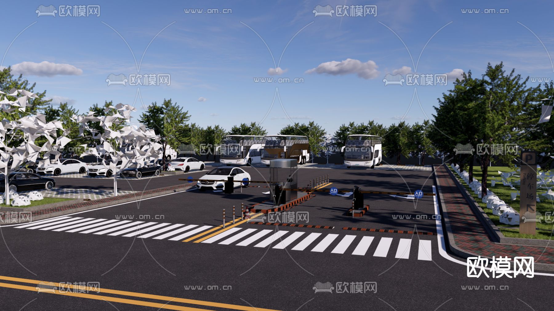 生态停车场 示范区su模型下载（渲染图2）