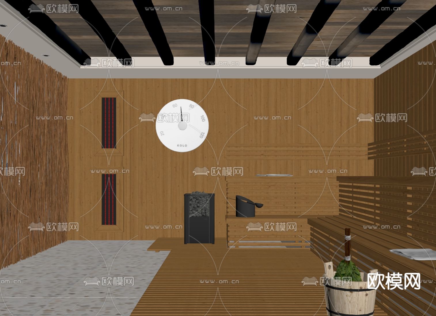 现代桑拿房 汗蒸房su模型下载（渲染图1）