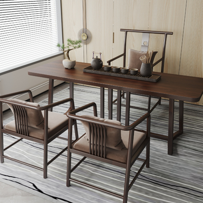 新中式茶桌椅su模型