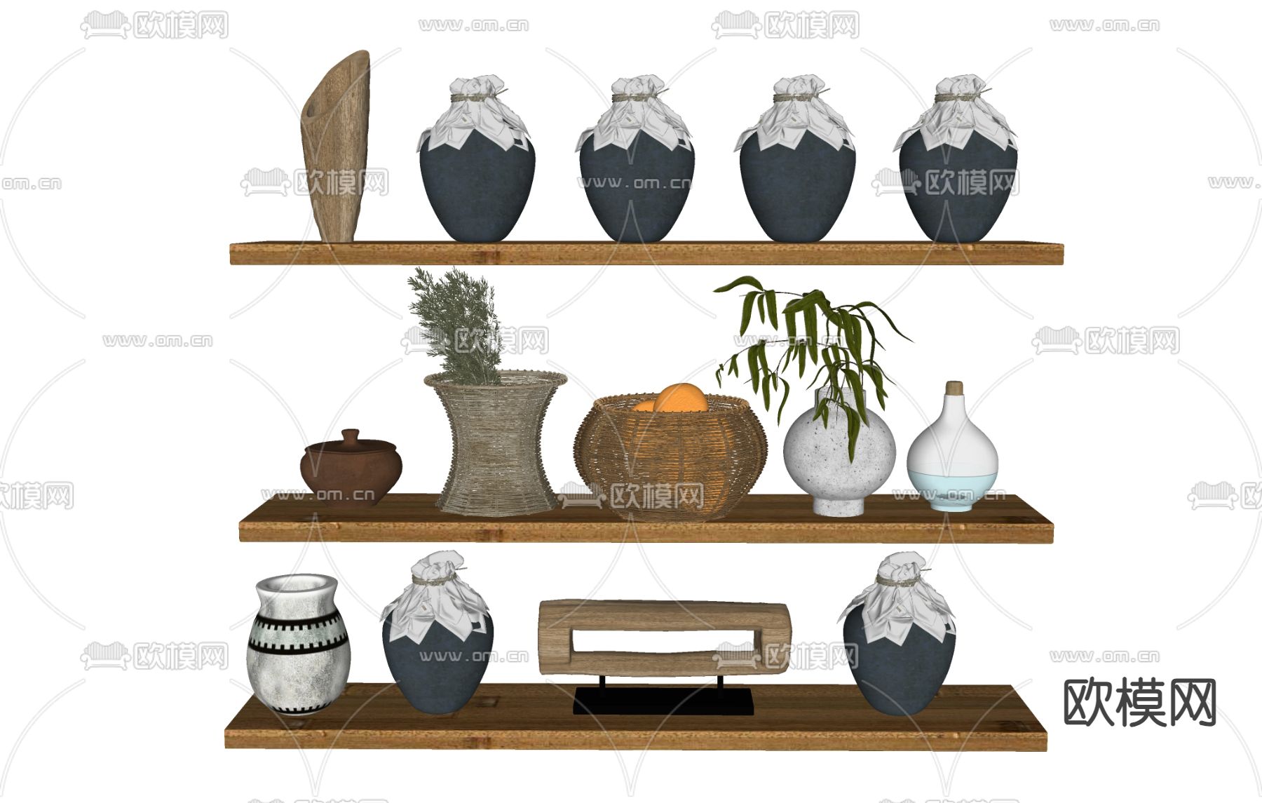 酒坛酒罐 陶罐坛子su模型下载（渲染图1）