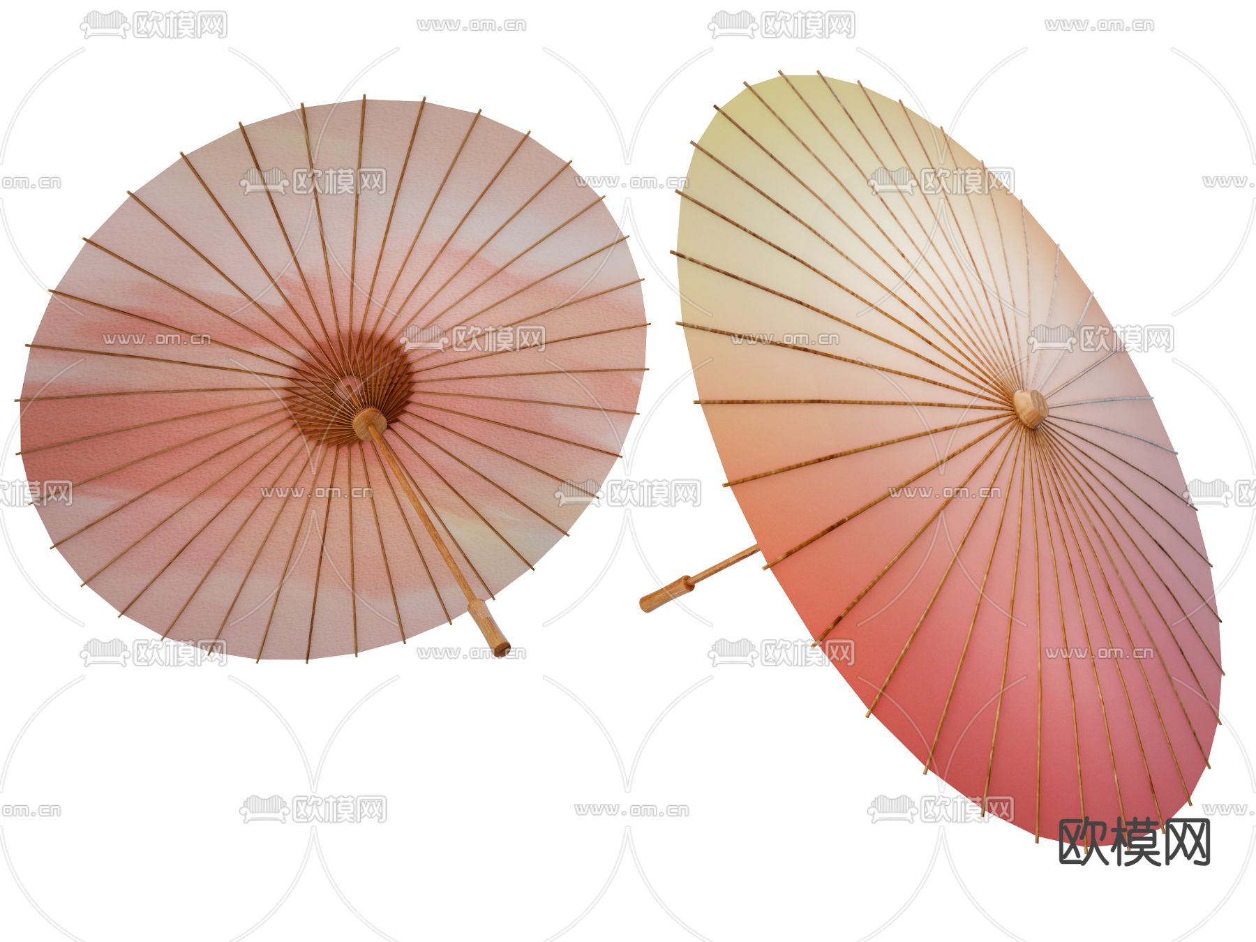 新中式油纸伞 雨伞 花伞su模型下载（渲染图2）