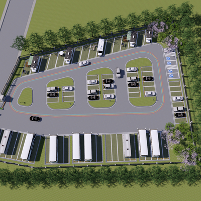  现代停车场 示范区su模型 