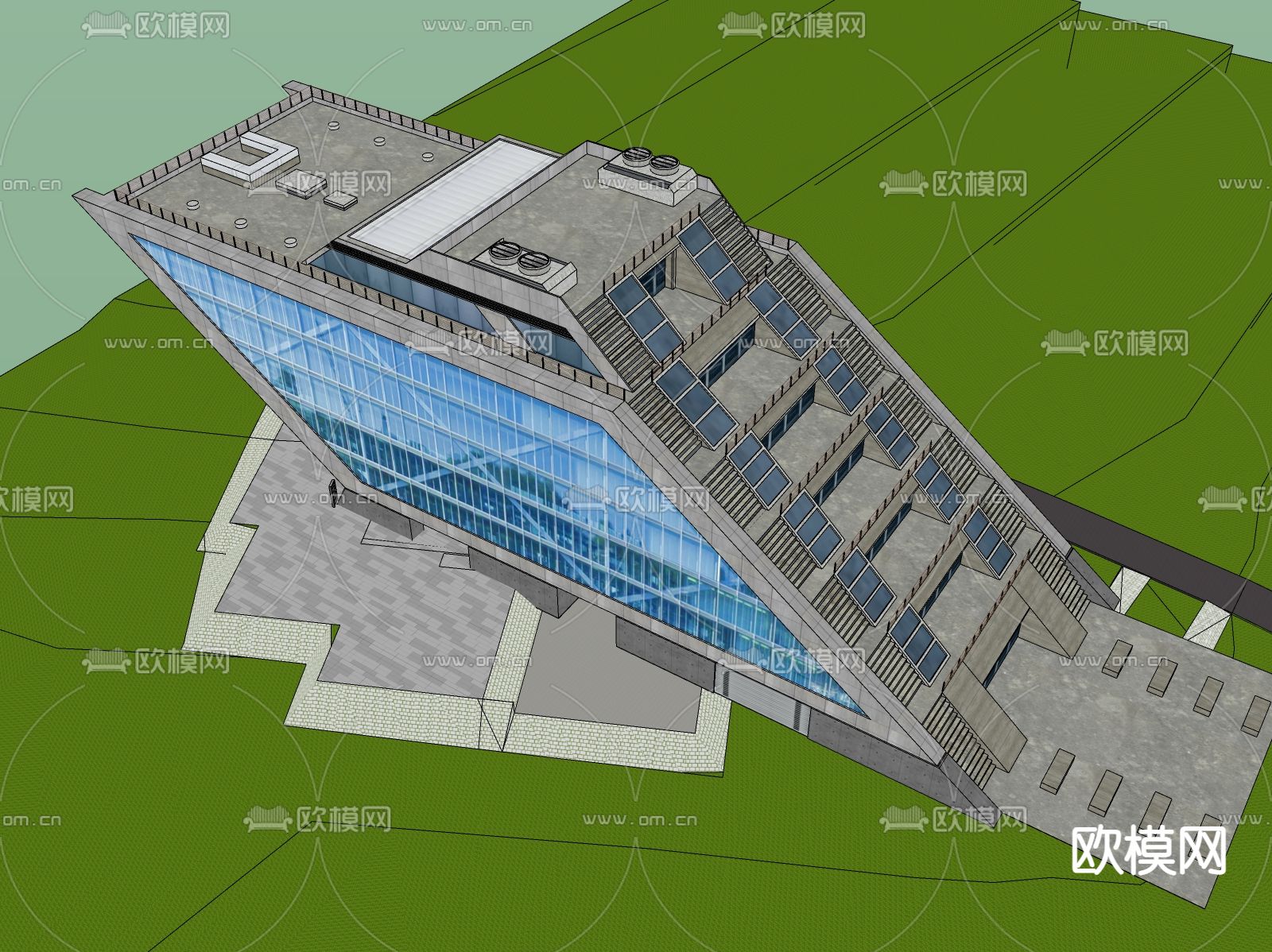 酒店外观su模型下载（渲染图1）