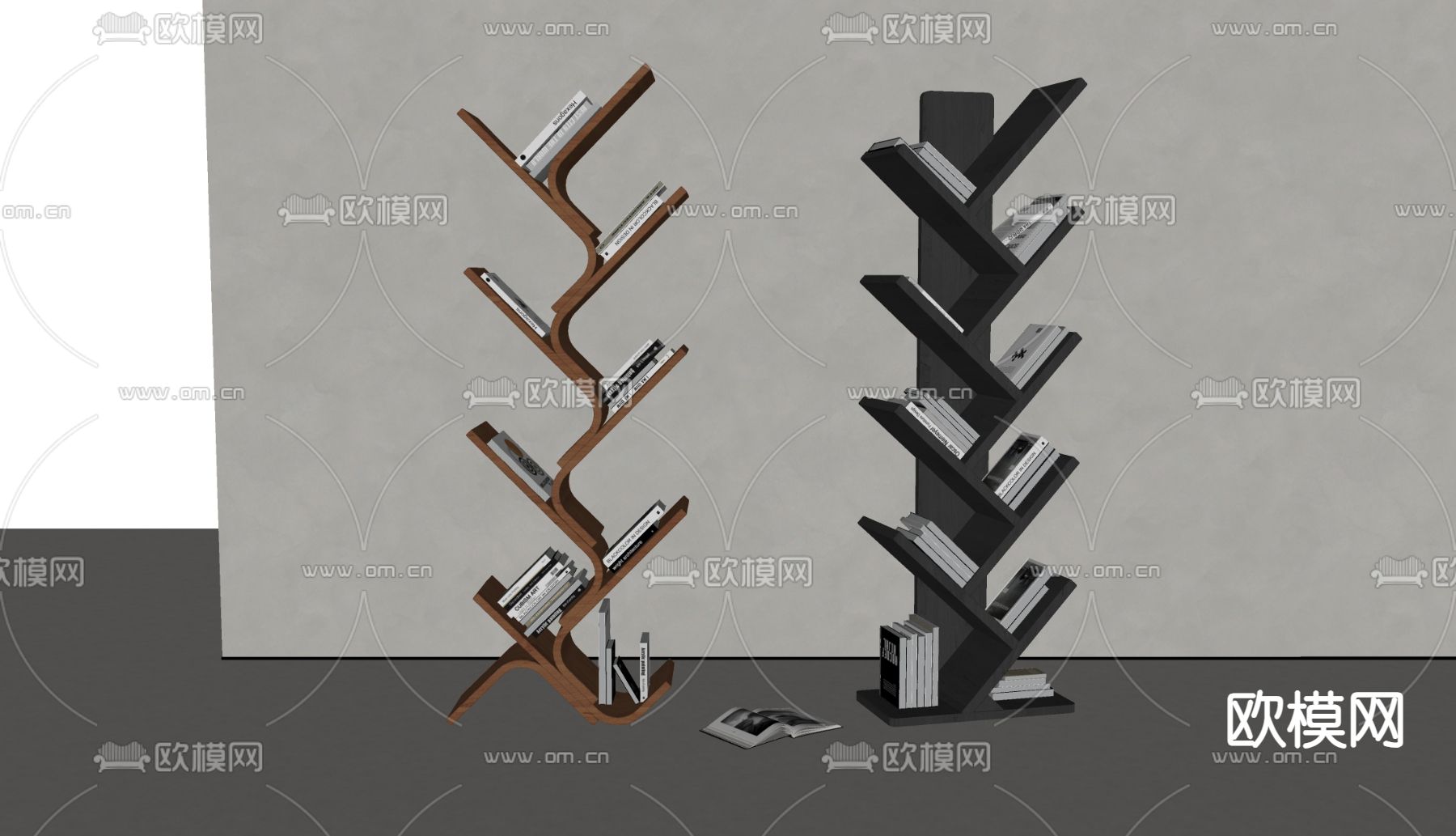 Minotti 书架 书本书籍 置物架su模型下载（渲染图1）