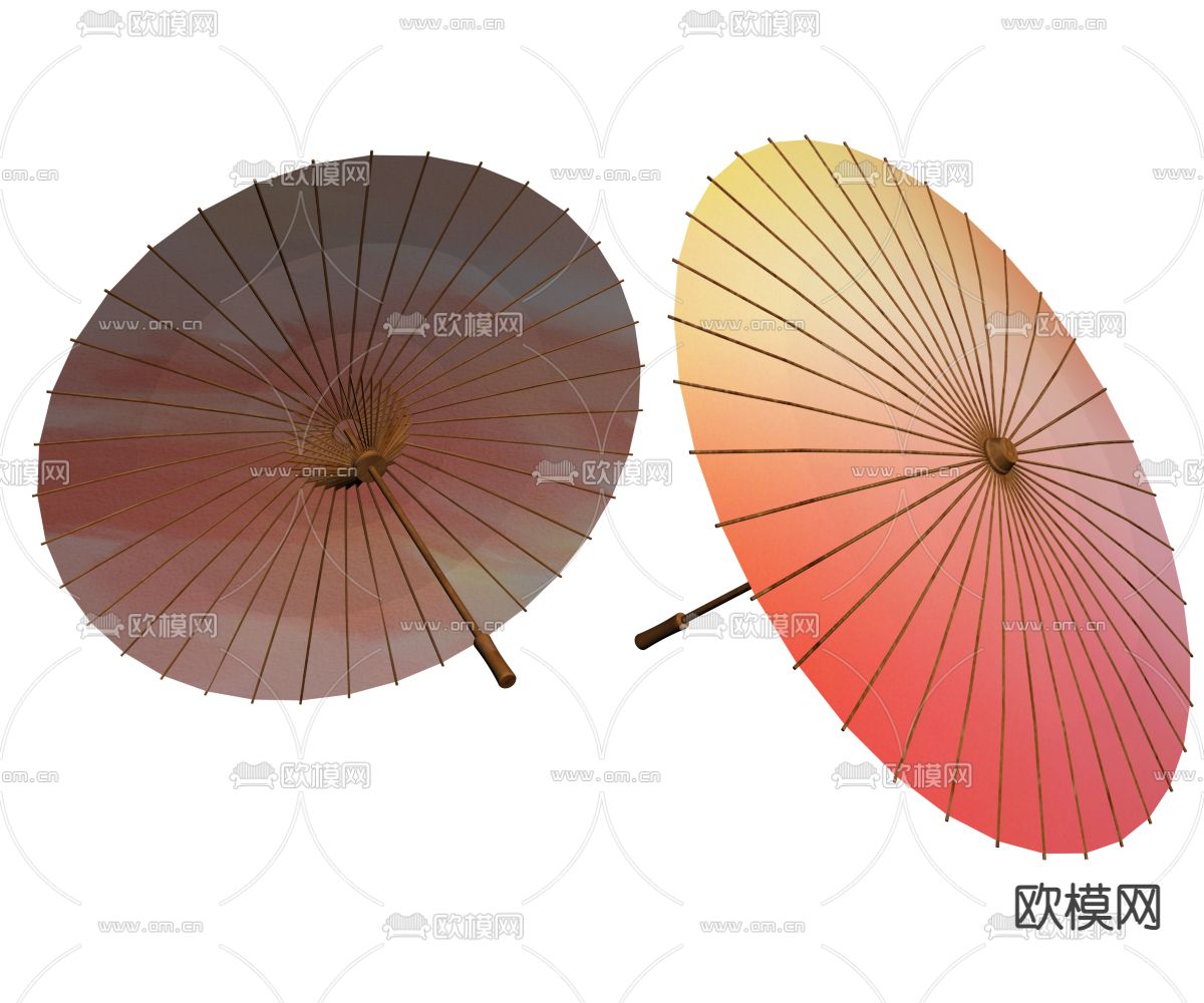 新中式油纸伞 雨伞 花伞su模型下载（渲染图1）