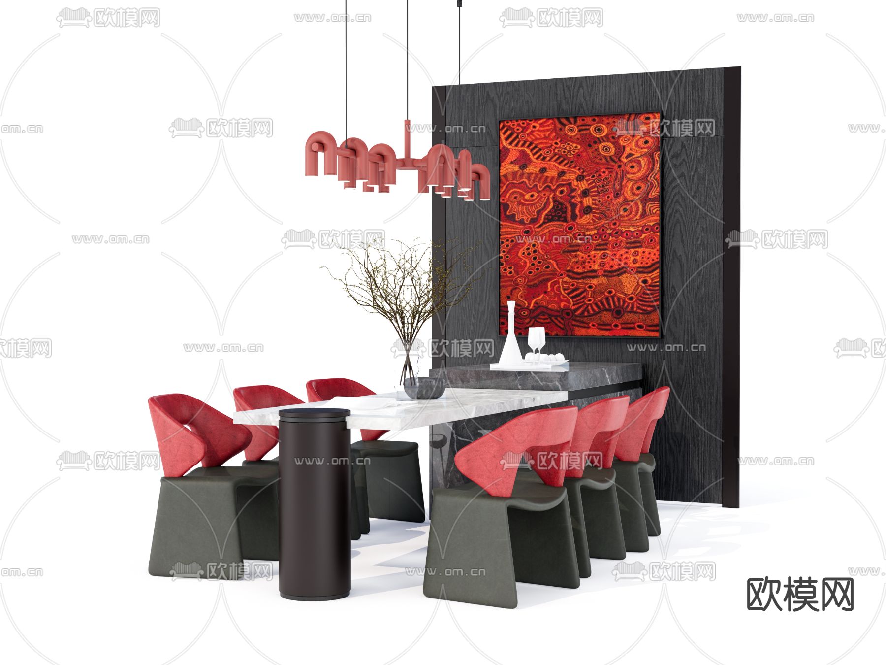 岛台餐桌椅su模型下载（渲染图4）