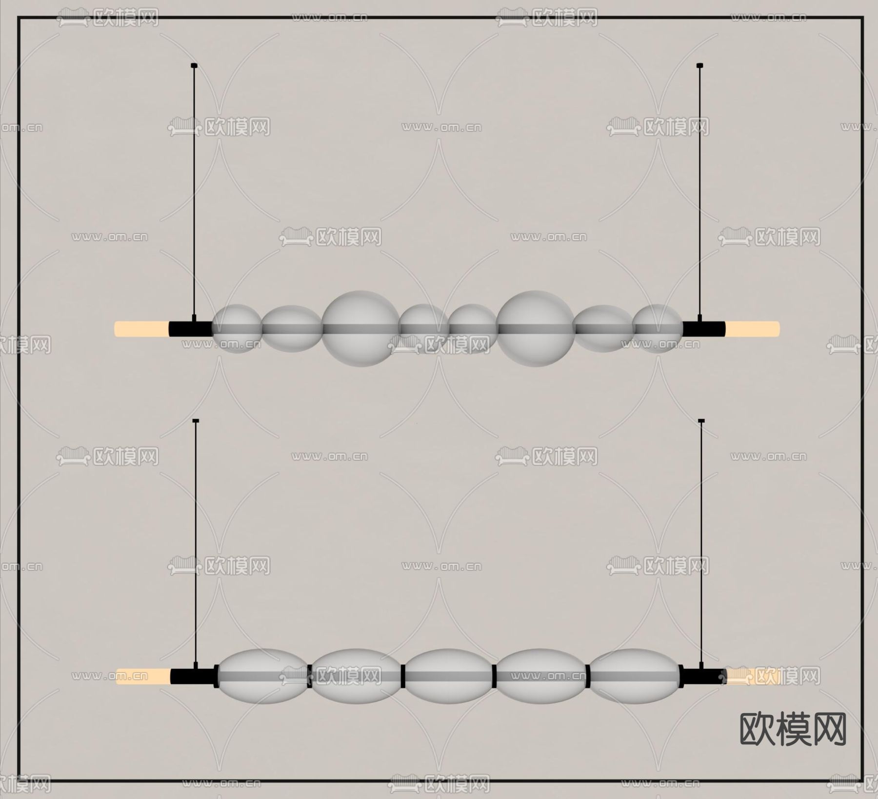 奶油风吊灯 串珠吊灯su模型下载（渲染图1）