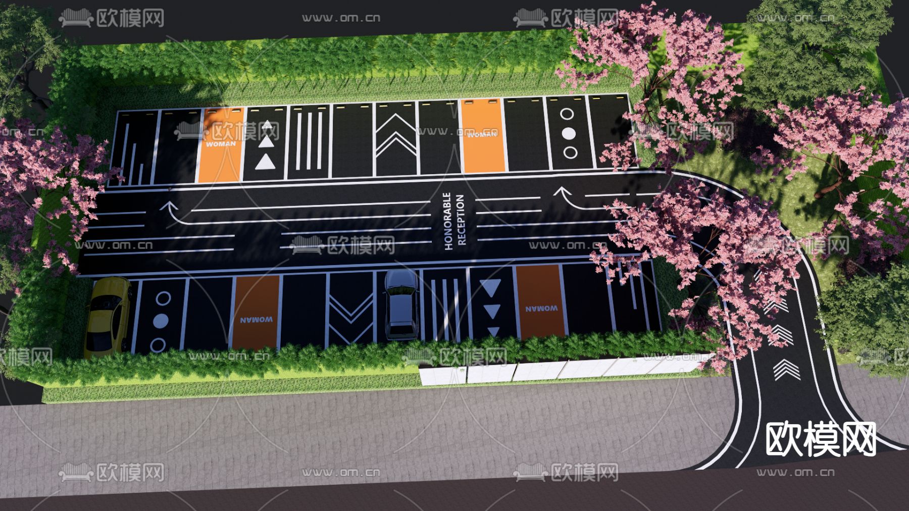 现代停车场 示范区su模型下载（渲染图2）