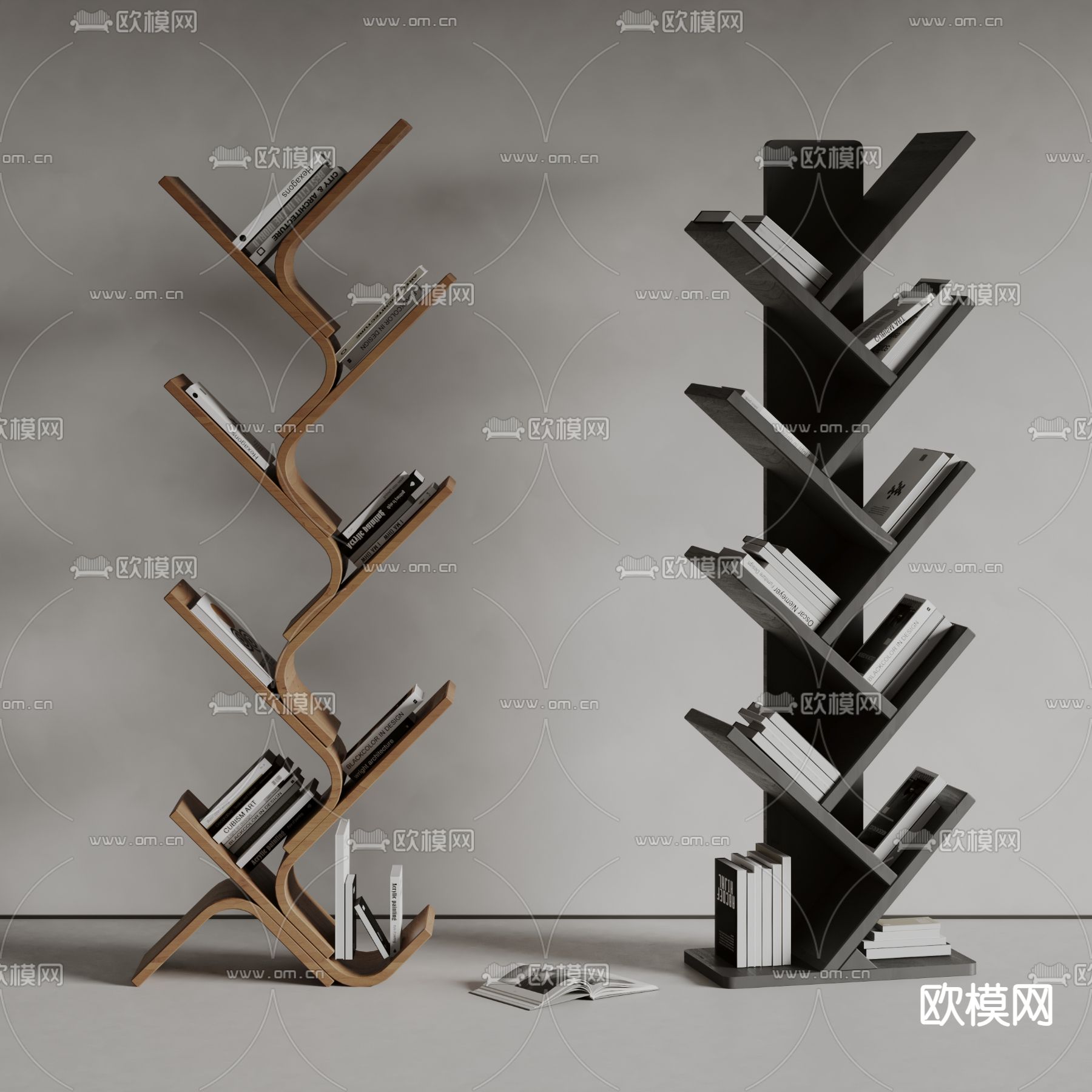 Minotti 书架 书本书籍 置物架su模型下载（渲染图2）