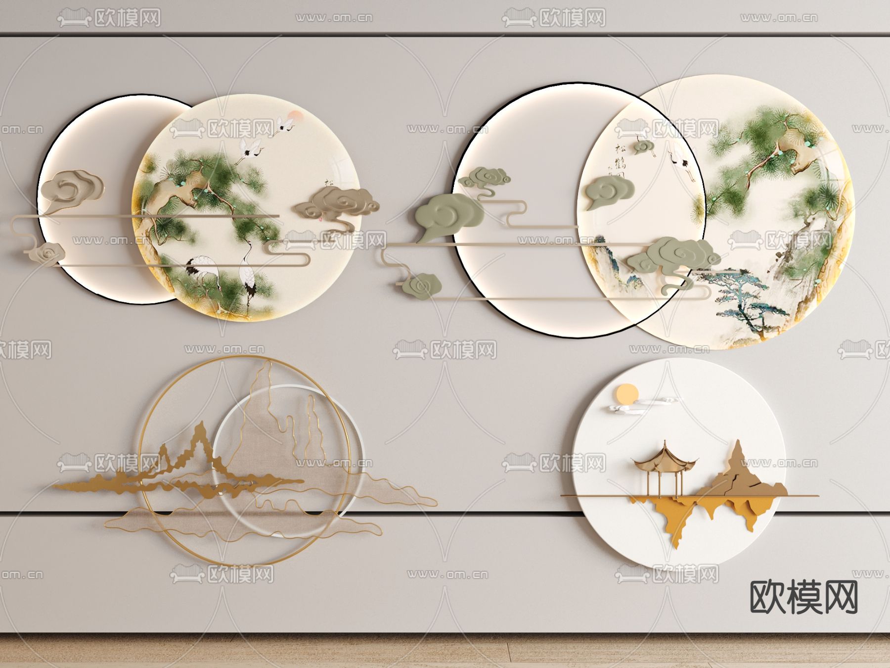 植物墙饰 山脉挂饰su模型下载（渲染图2）