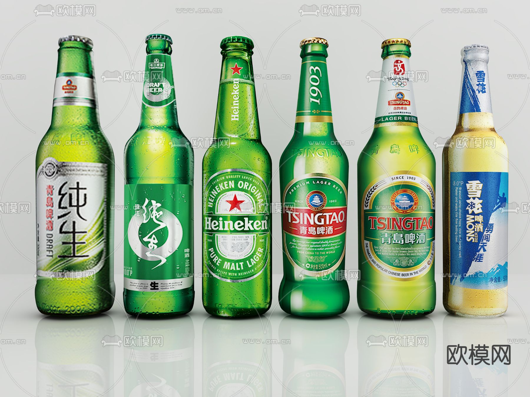 啤酒 洋酒 雪花su模型下载（渲染图2）