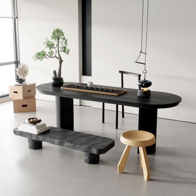 新中式茶桌 茶台su模型