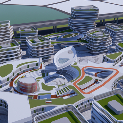  办公楼鸟瞰su模型 