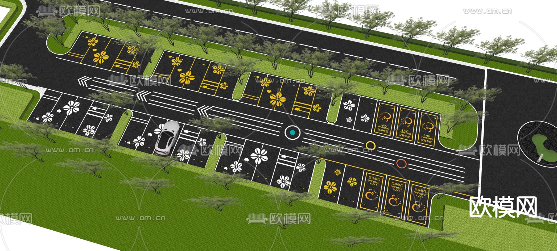 现代停车场 示范区su模型下载（渲染图1）