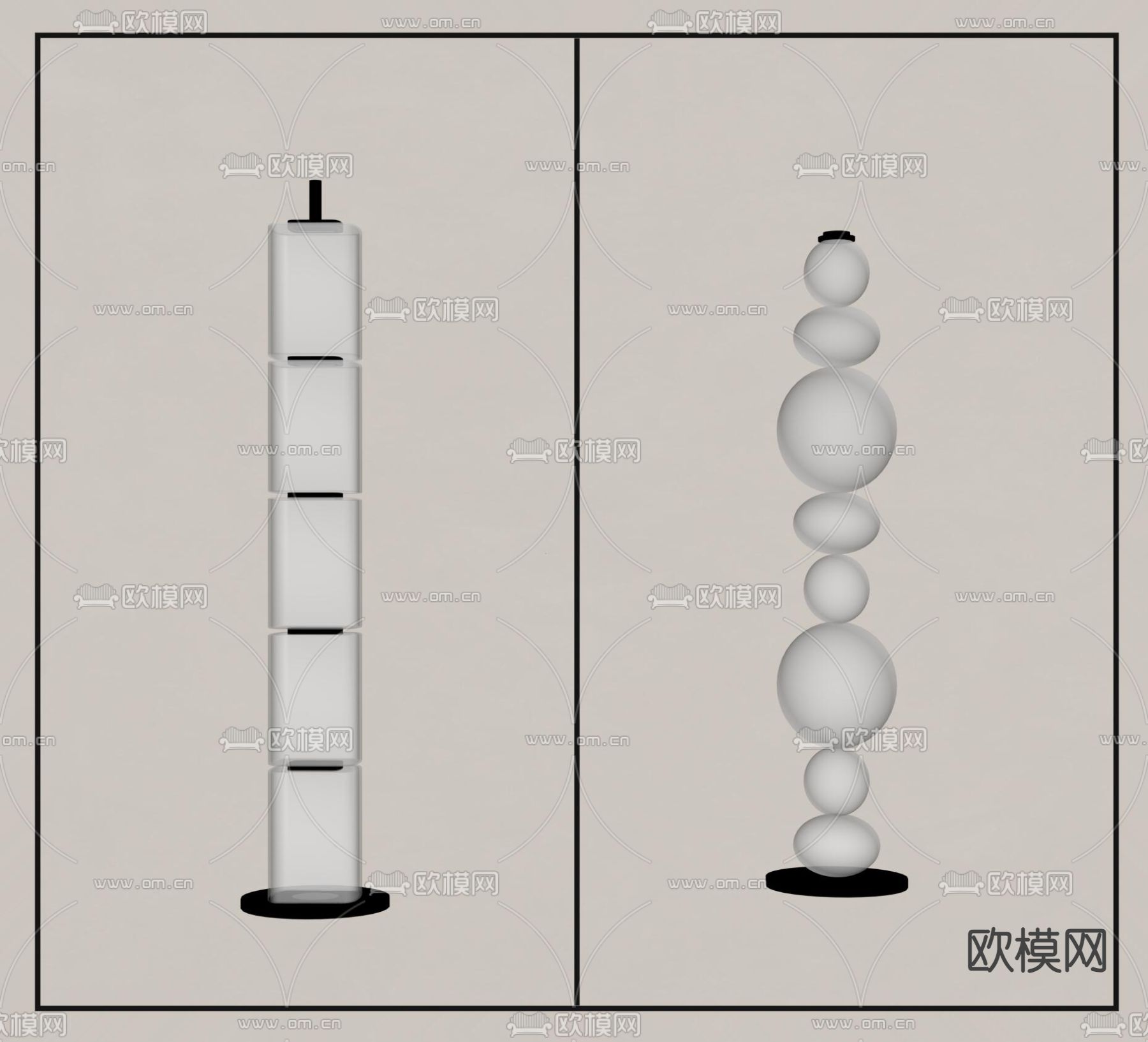 奶油风落地灯su模型下载（渲染图1）