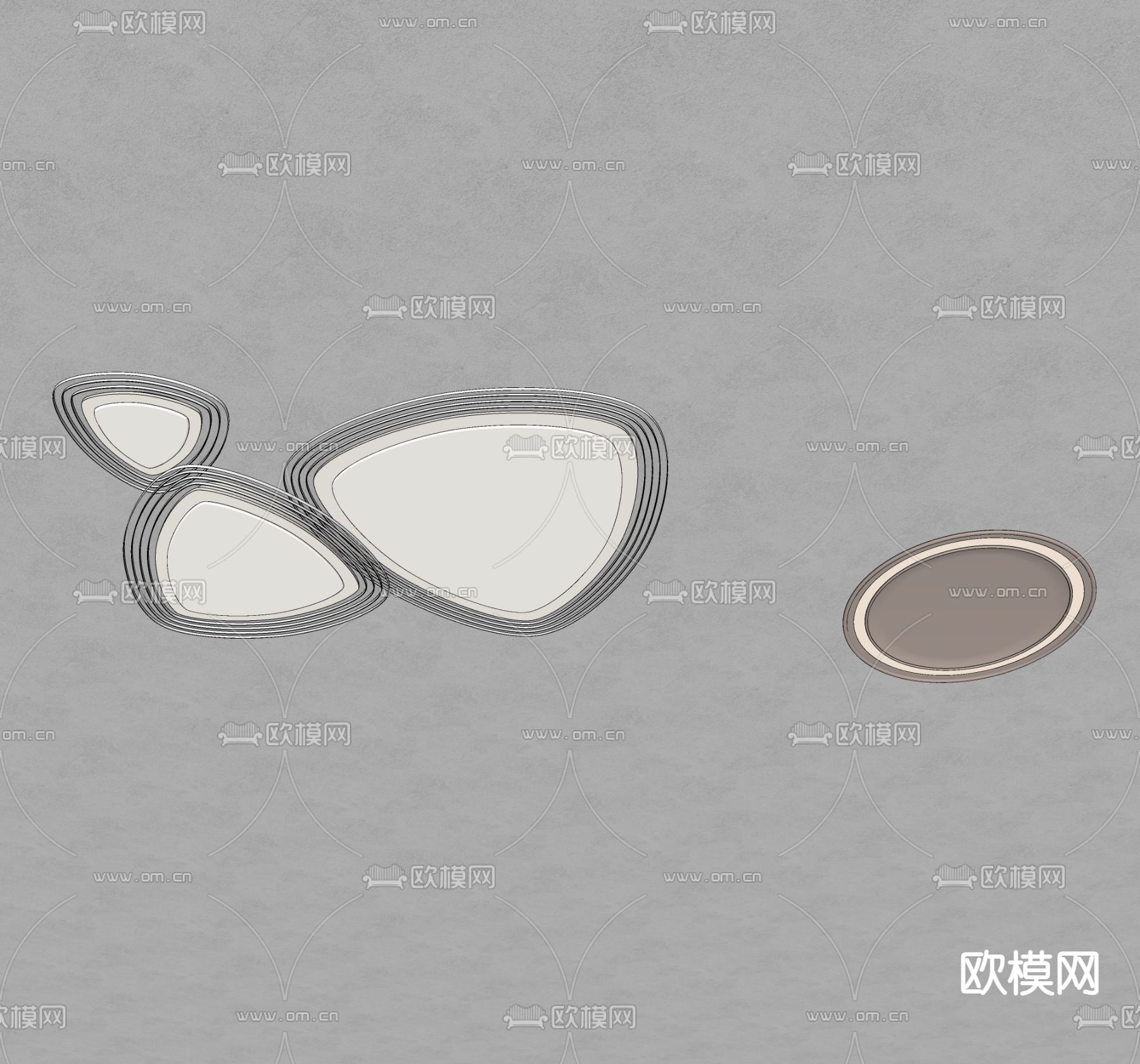 圆形吸顶灯 几何吸顶灯su模型下载（渲染图1）