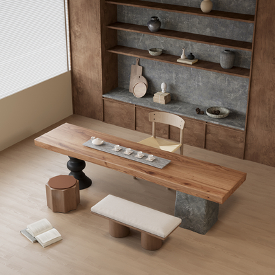 新中式茶桌椅su模型