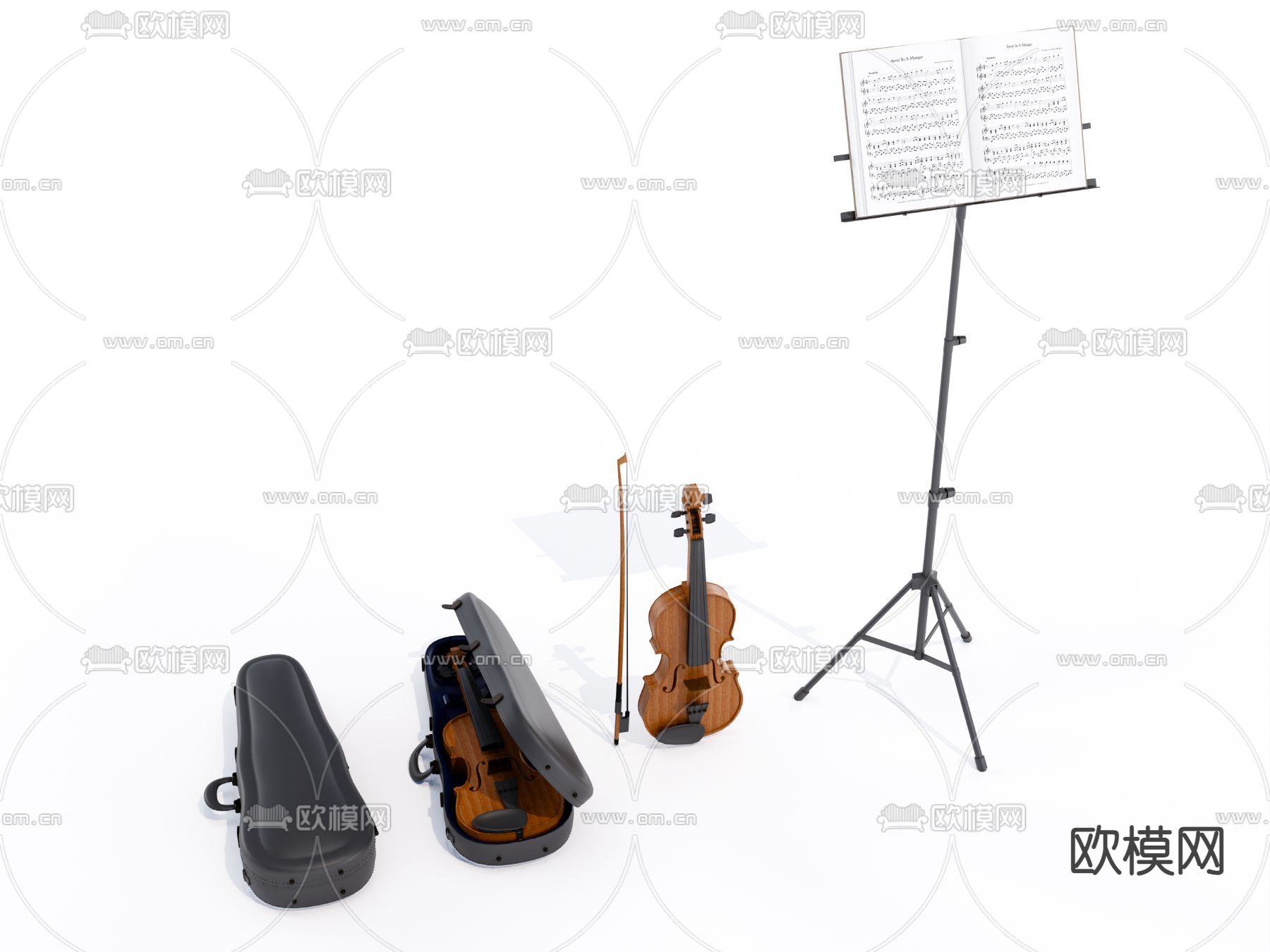 乐器 小提琴 乐谱su模型下载（渲染图3）