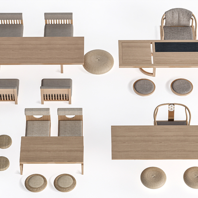 榻榻米茶桌 茶台su模型