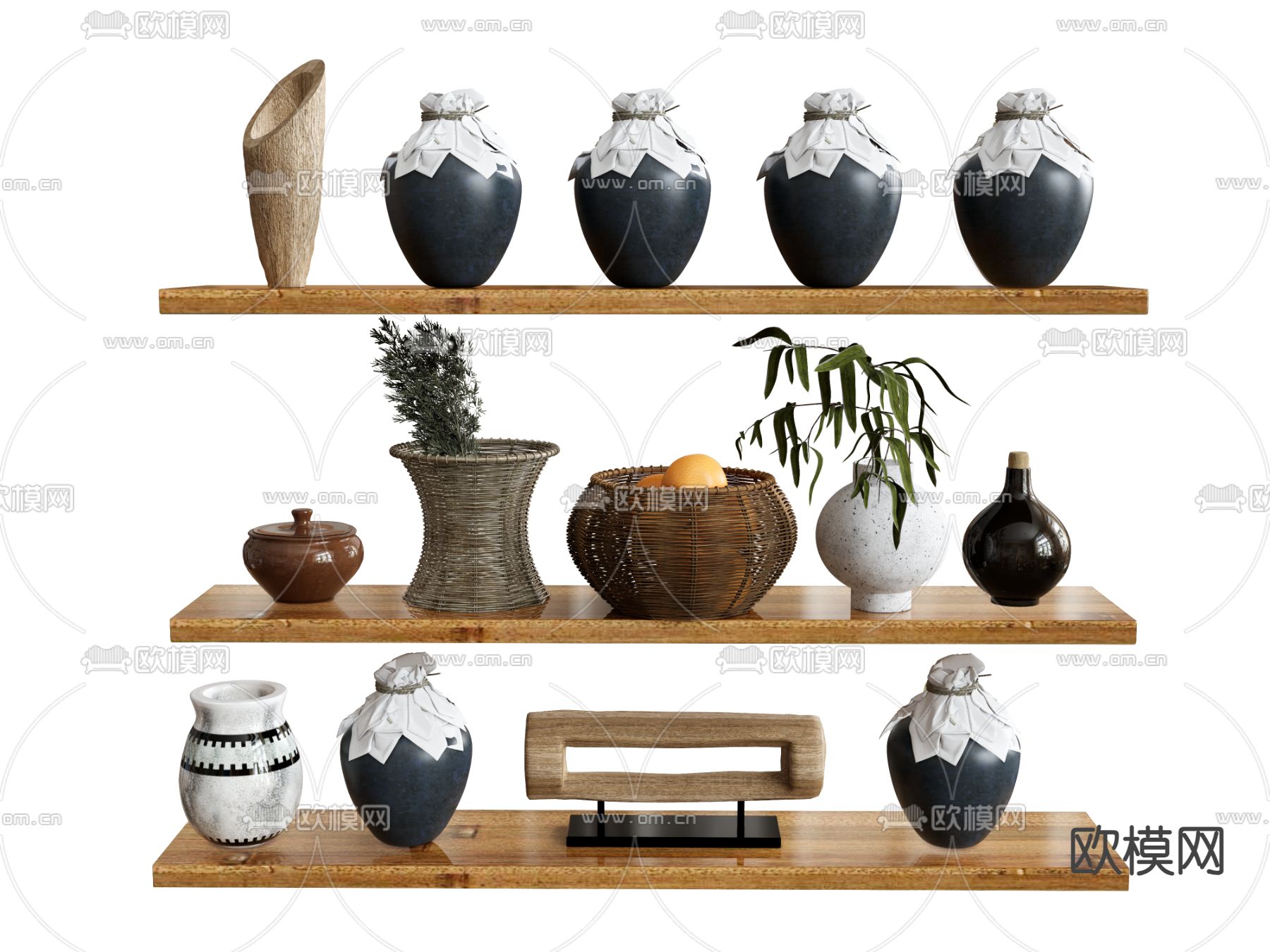 酒坛酒罐 陶罐坛子su模型下载（渲染图2）