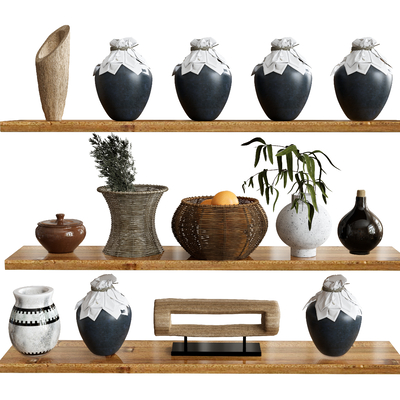  酒坛酒罐 陶罐坛子su模型 