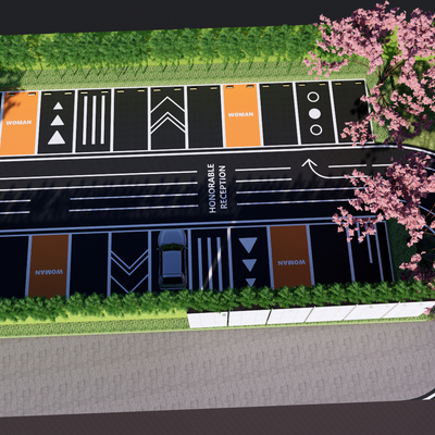  现代停车场 示范区su模型 