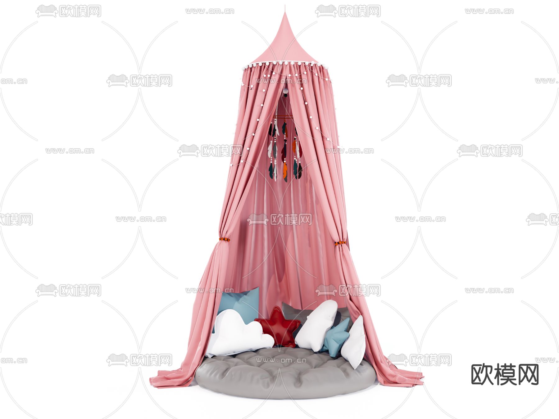 现代儿童床su模型下载（渲染图2）