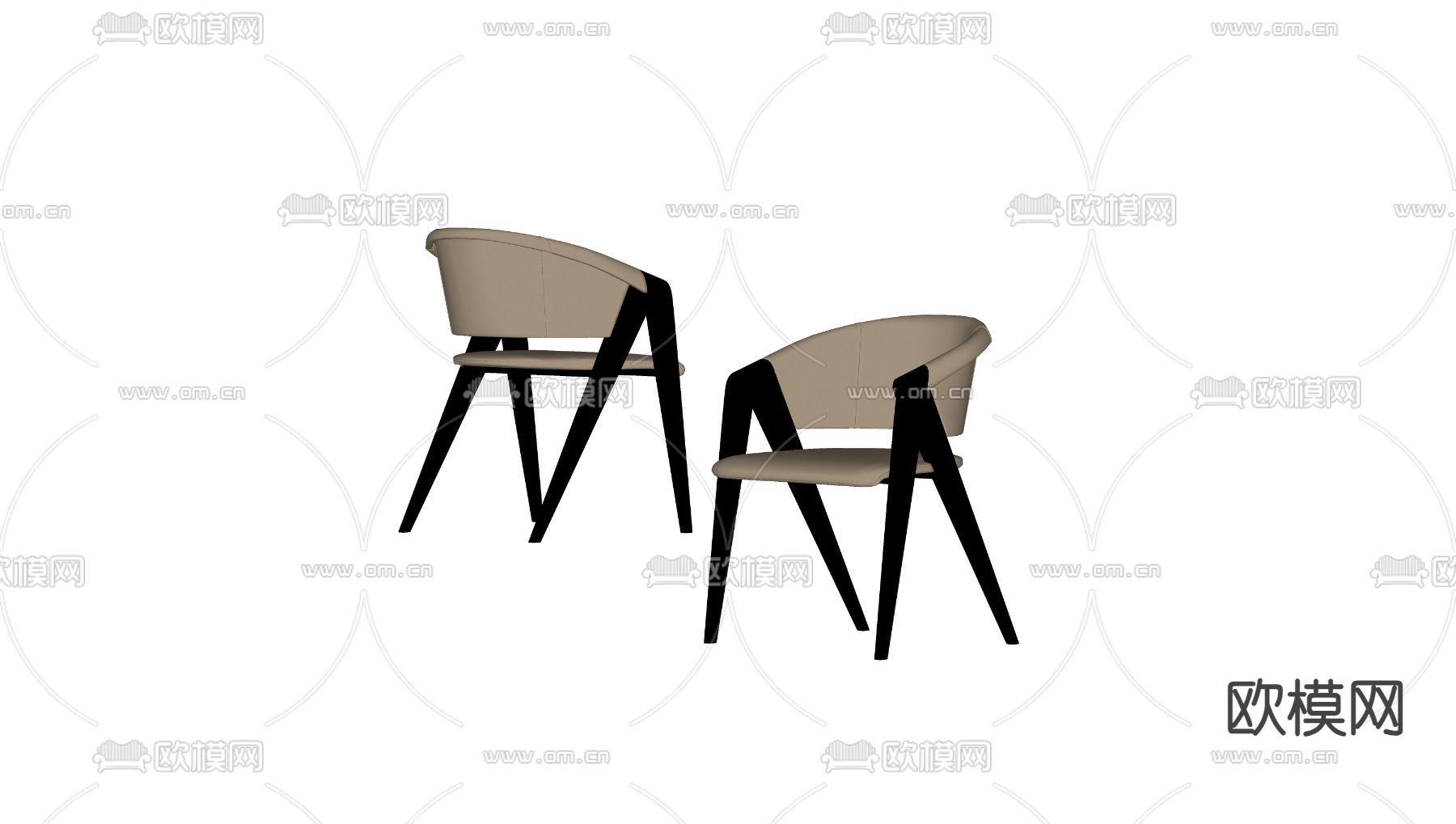 皮革椅子 餐椅su模型下载（渲染图1）