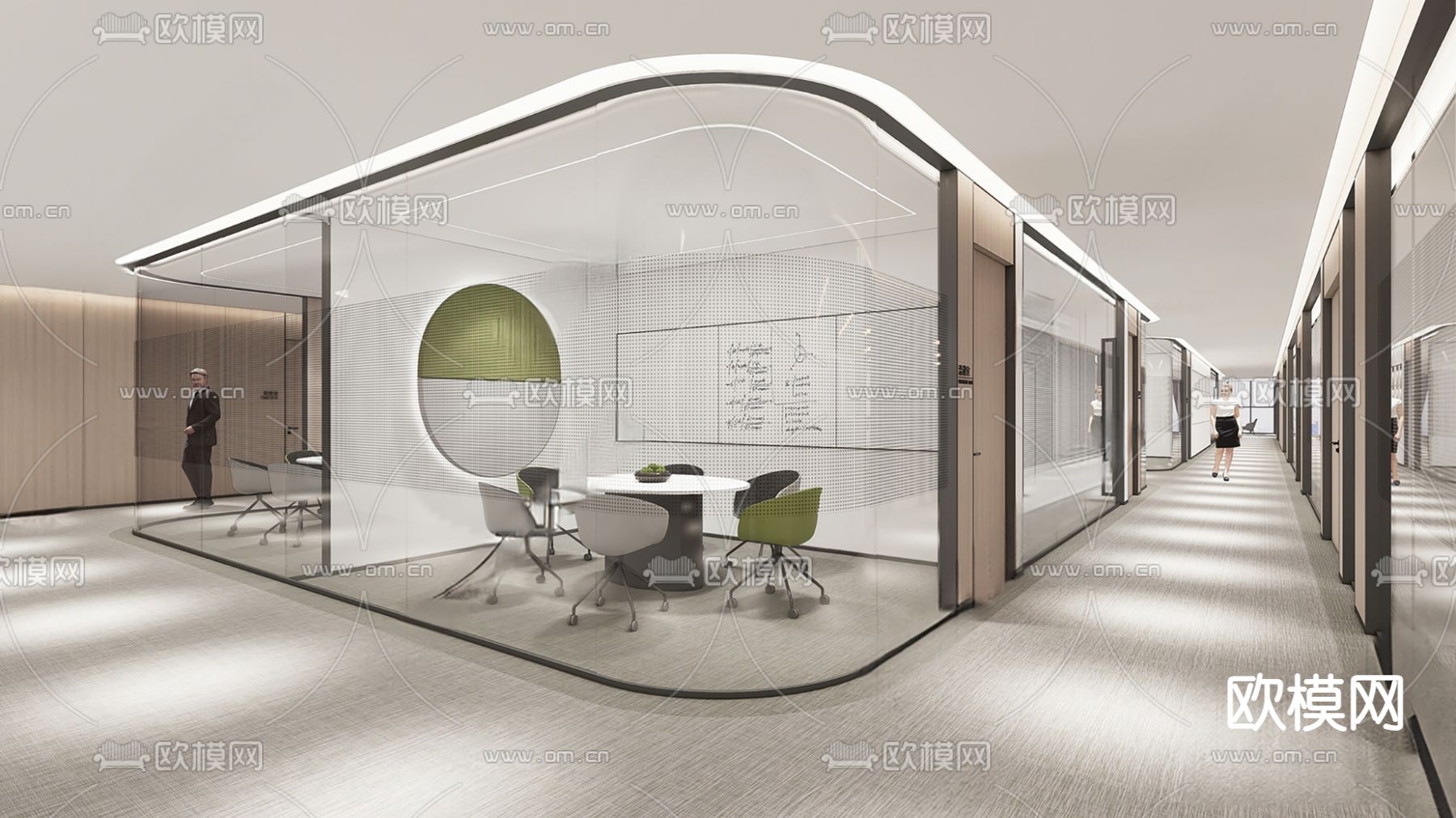 办公室走廊 过道su模型下载（渲染图4）