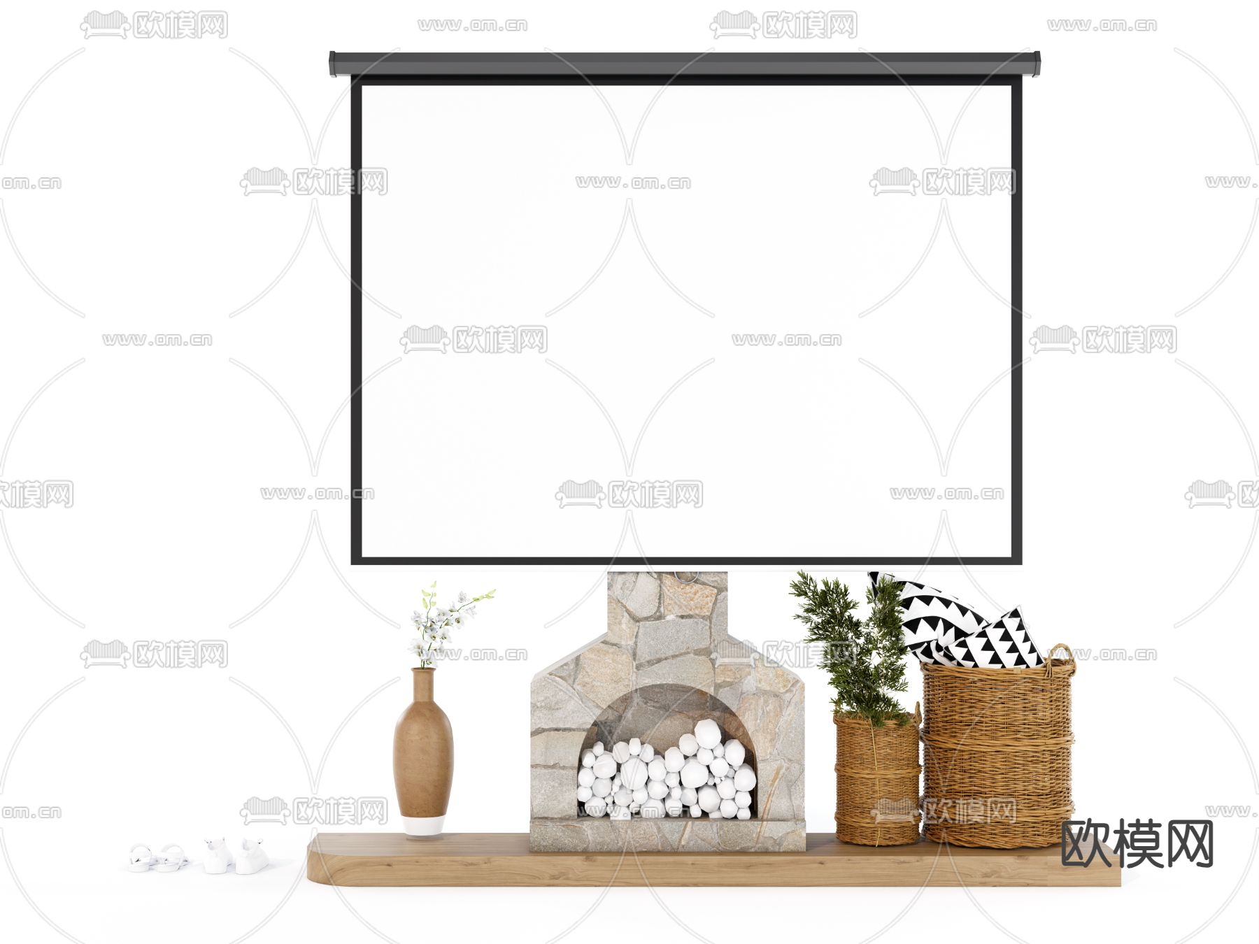 现代投影仪 投影幕布su模型下载（渲染图4）