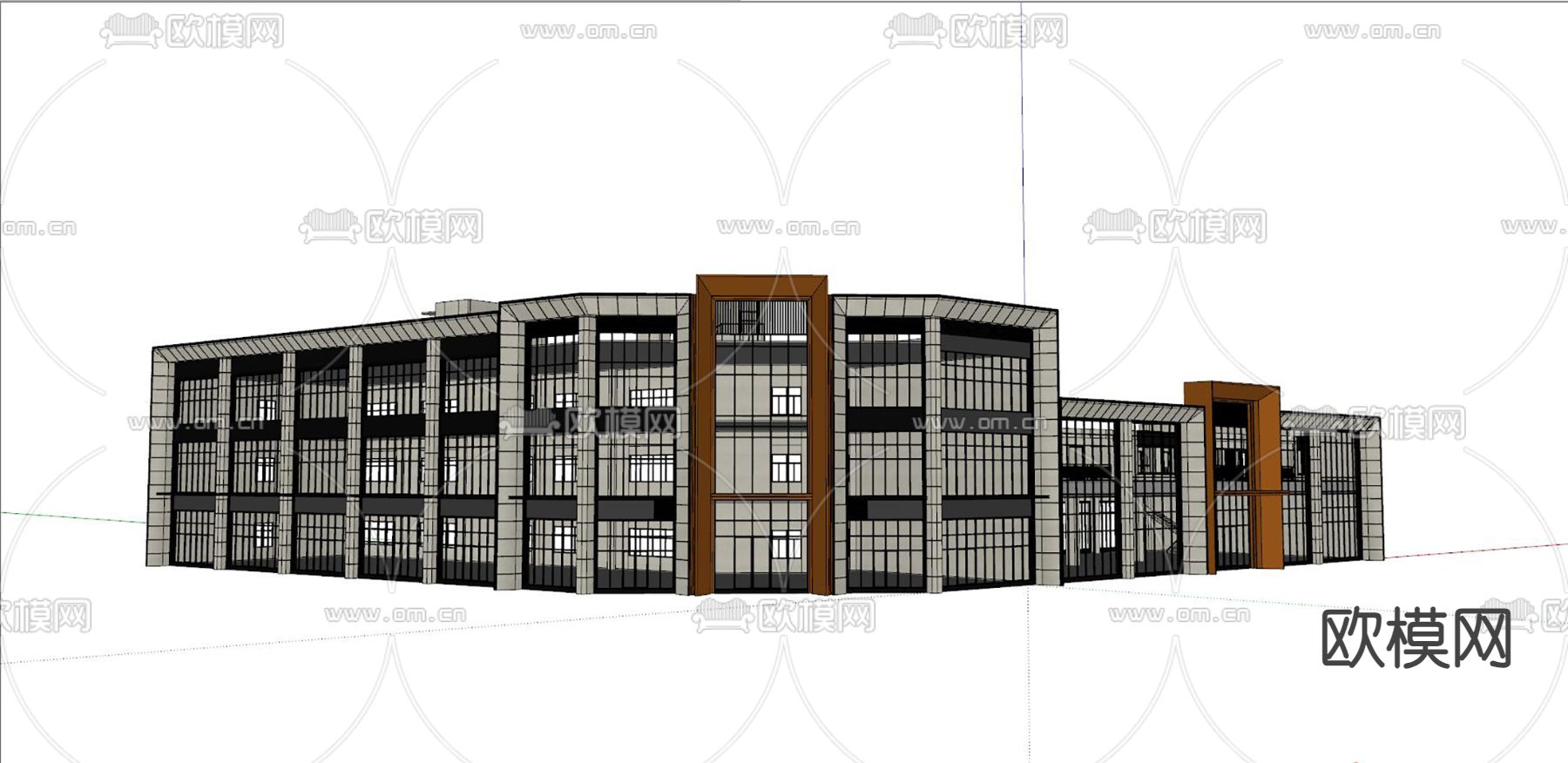 现代商业街su模型下载（渲染图2）