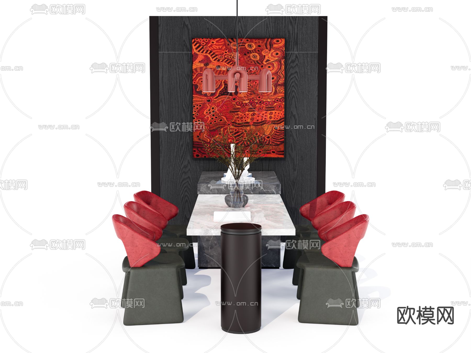 岛台餐桌椅su模型下载（渲染图3）