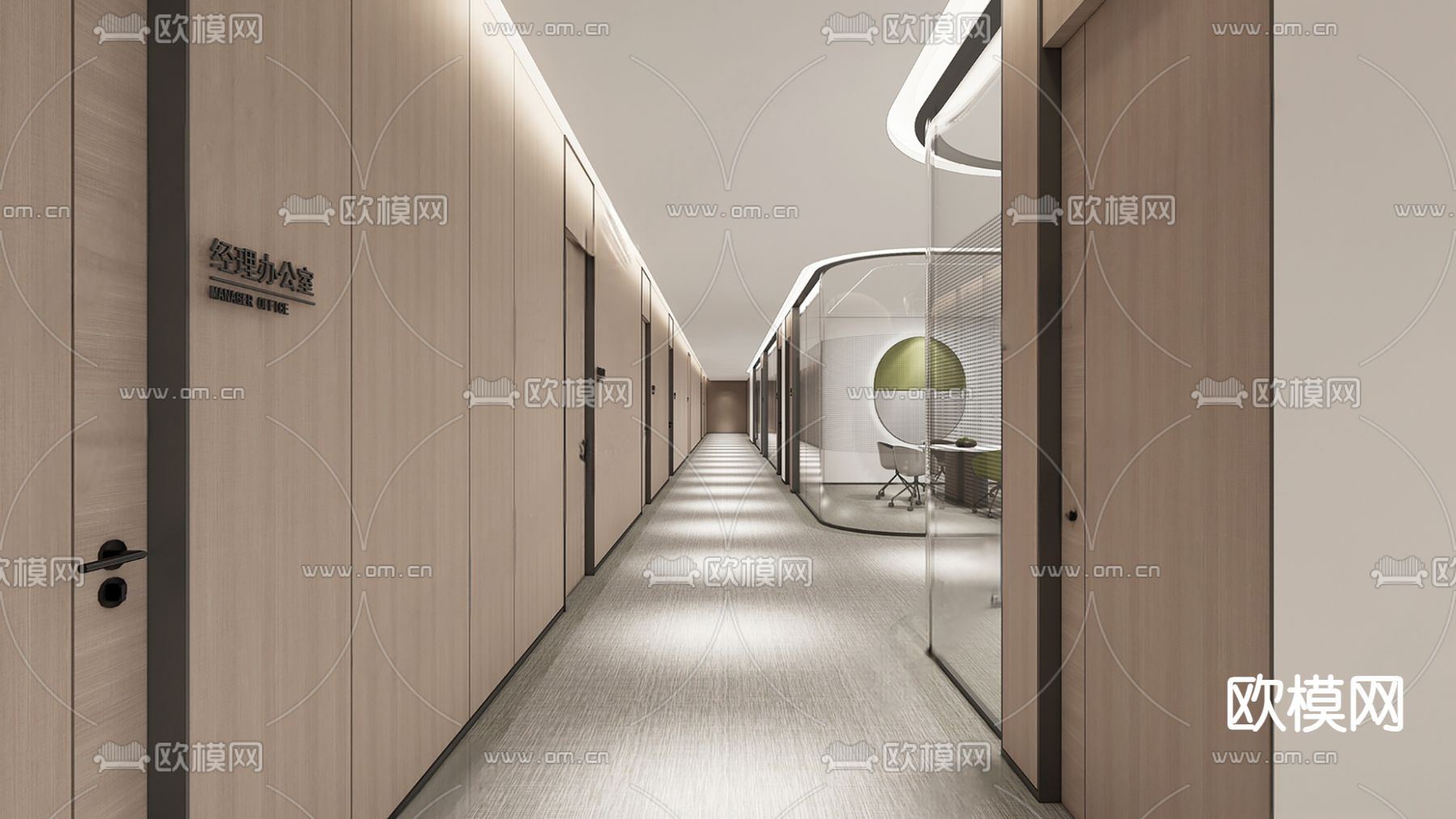 办公室走廊 过道su模型下载（渲染图2）