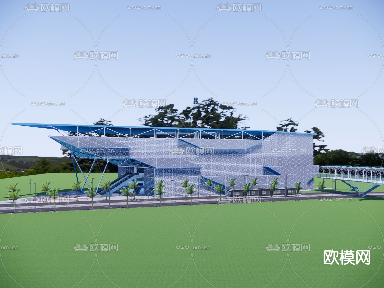 文教展览馆 科技馆外观su模型下载（渲染图3）