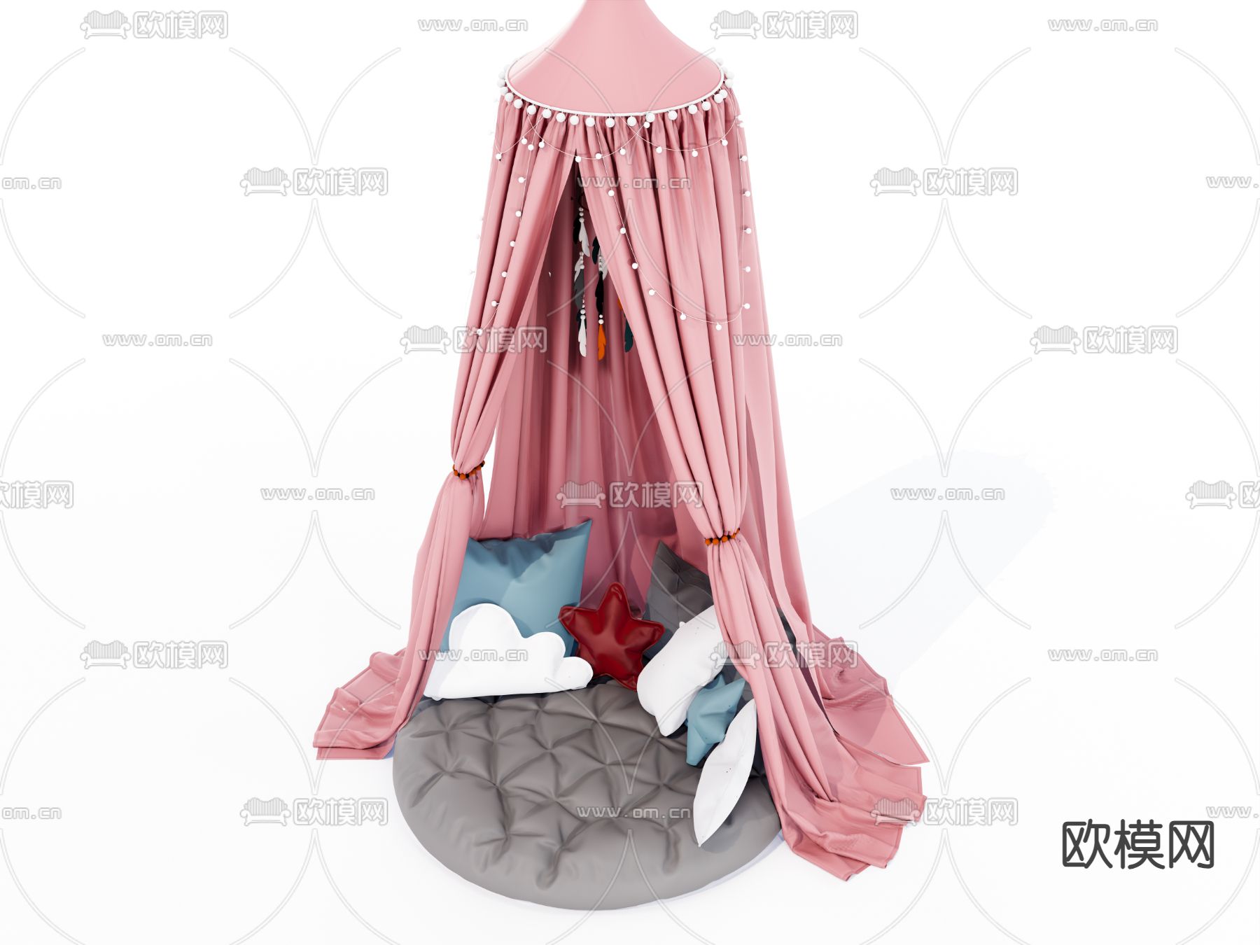 现代儿童床su模型下载（渲染图3）