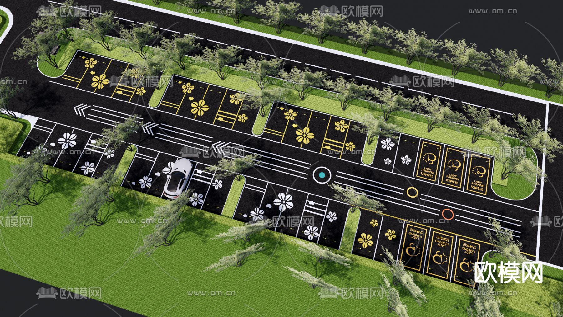 现代停车场 示范区su模型下载（渲染图2）