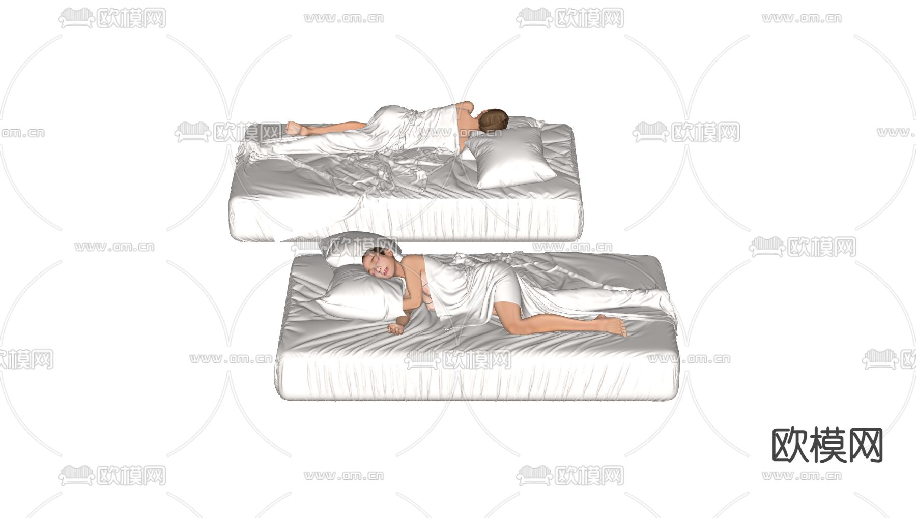 睡姿女孩 美女人物su模型下载（渲染图1）