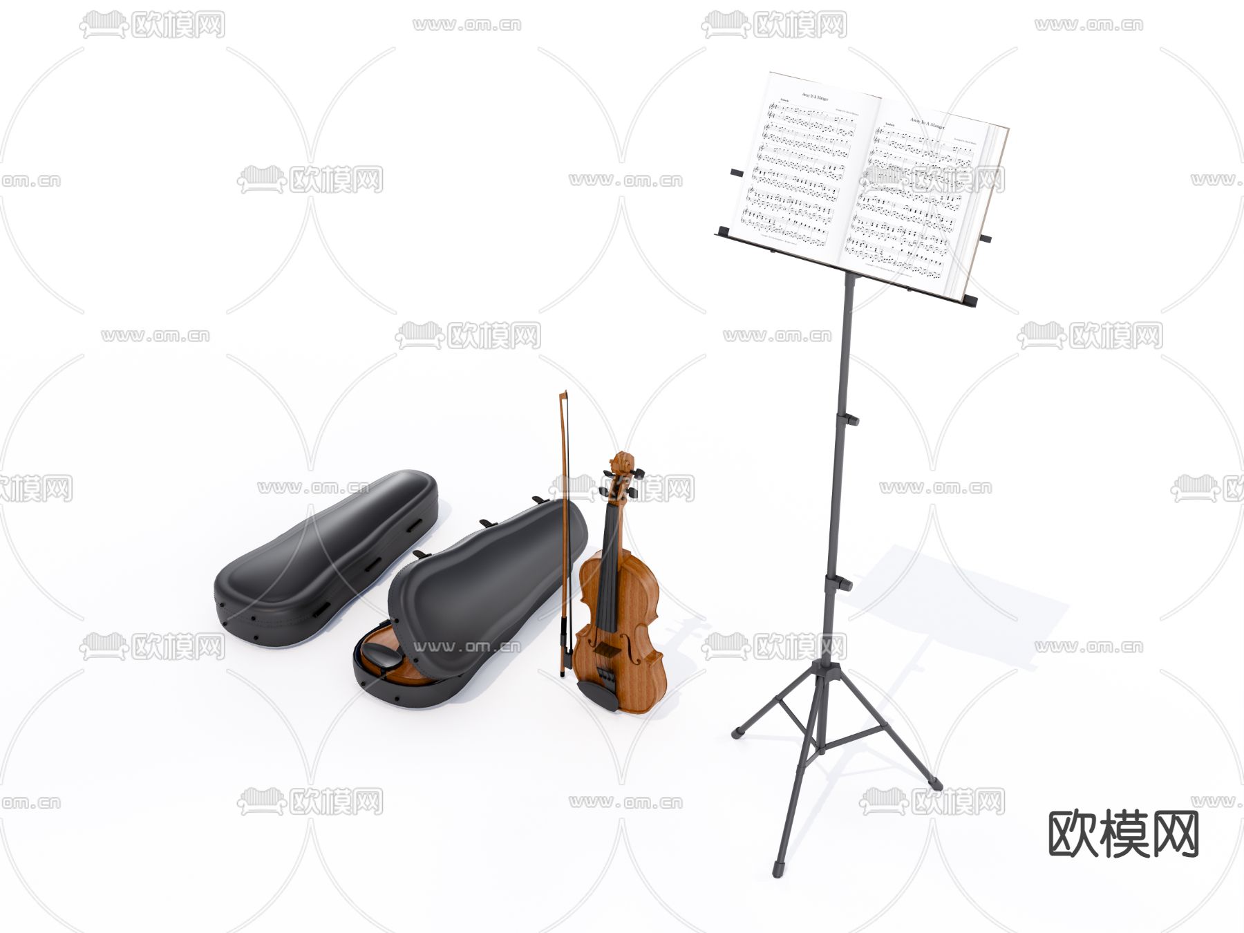 乐器 小提琴 乐谱su模型下载（渲染图4）