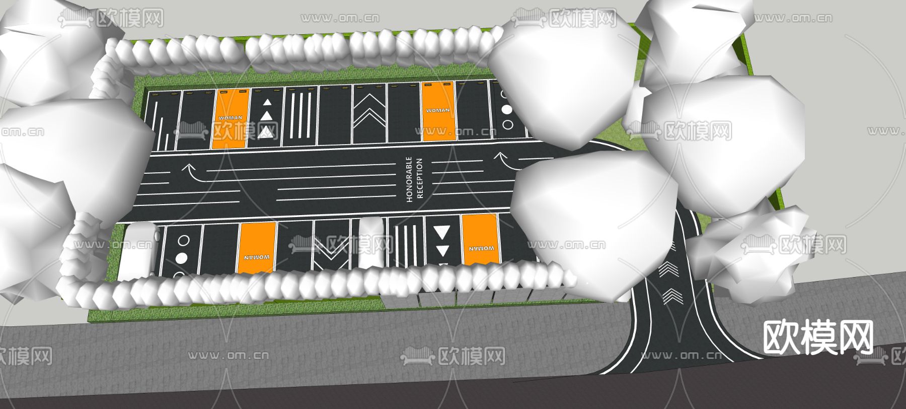 现代停车场 示范区su模型下载（渲染图1）