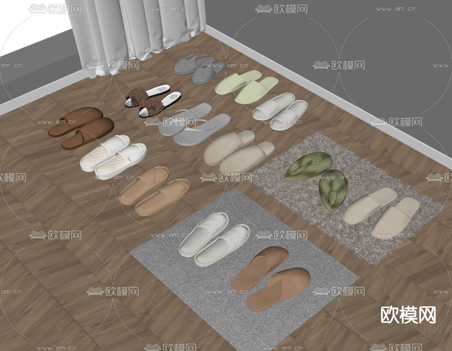 鞋子 拖鞋su模型下载（渲染图1）