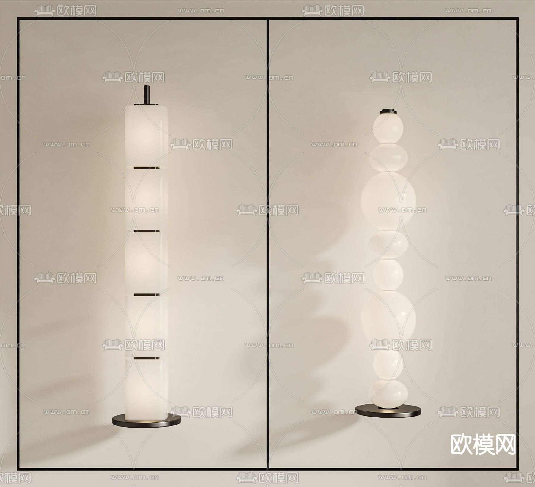 奶油风落地灯su模型下载（渲染图2）