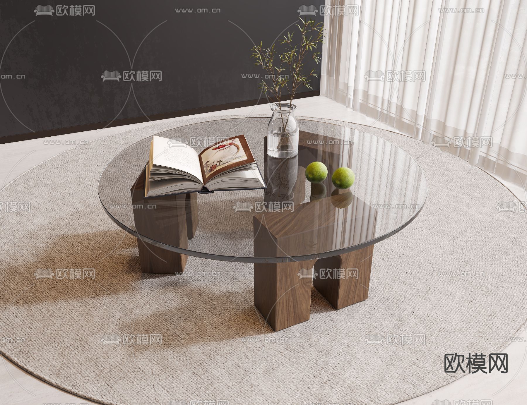 中古茶几su模型下载（渲染图2）