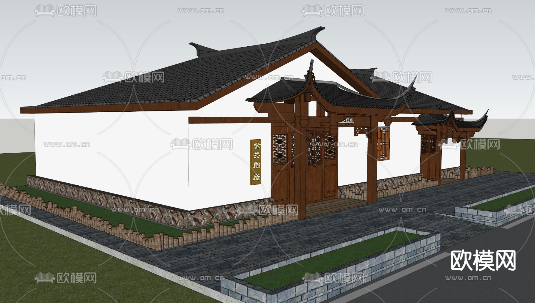 公共卫生间 公厕su模型下载（渲染图2）