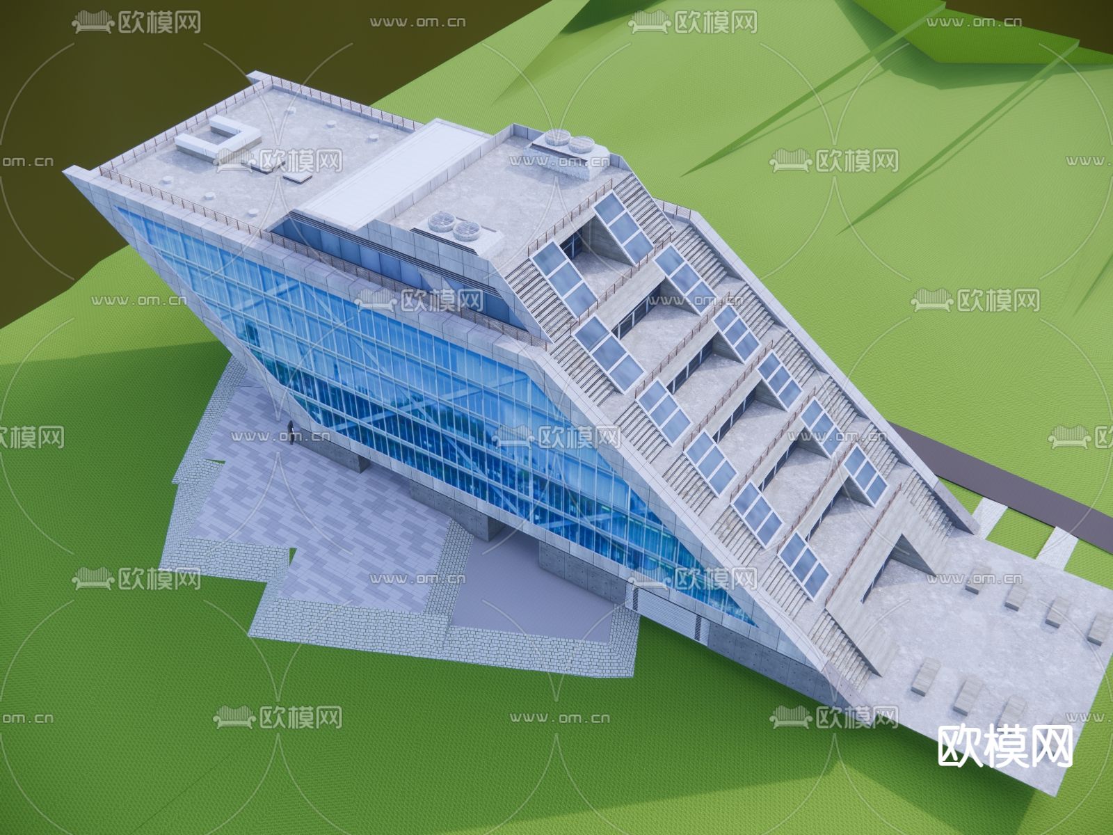 酒店外观su模型下载（渲染图2）