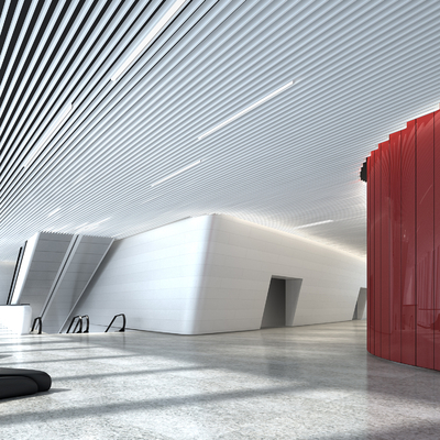  写字楼大堂 办公楼大堂su模型 