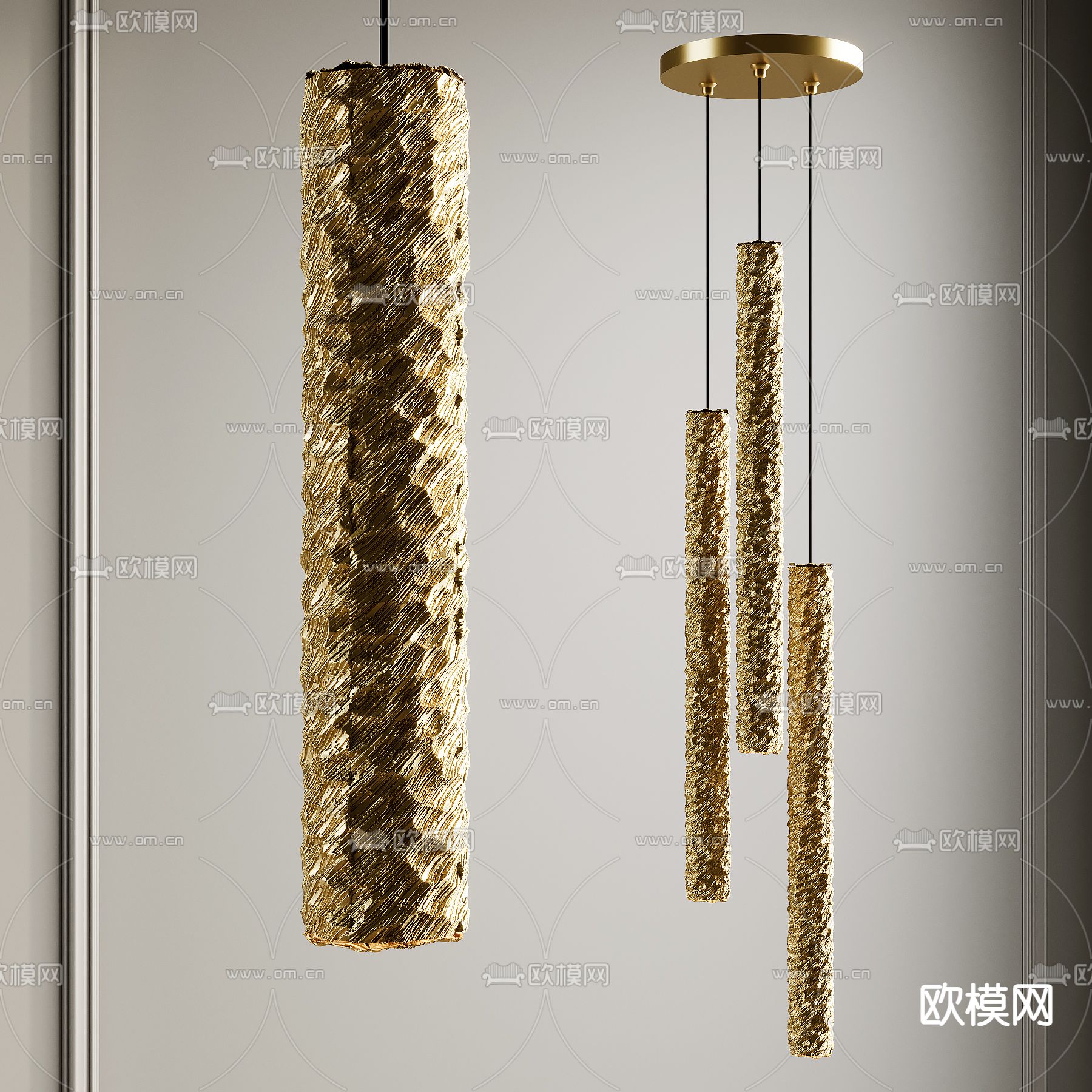 现代吊灯su模型下载（渲染图2）