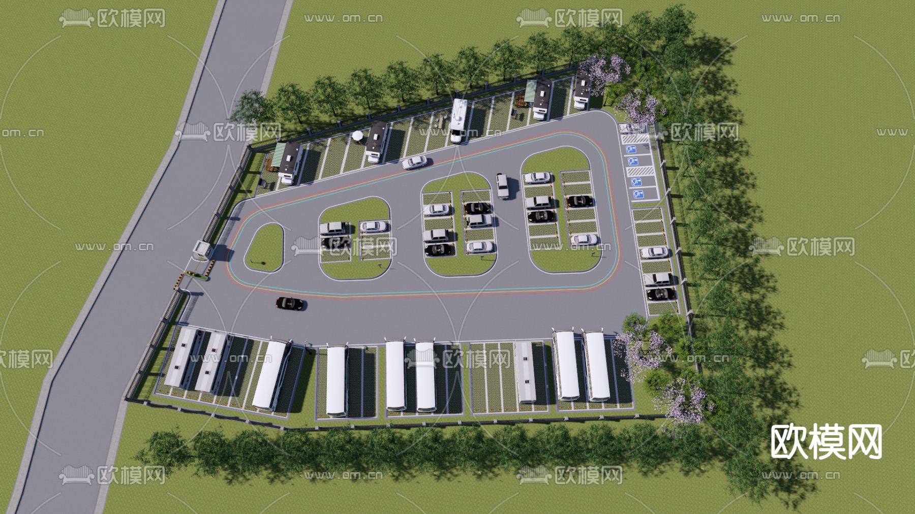 现代停车场 示范区su模型下载（渲染图2）